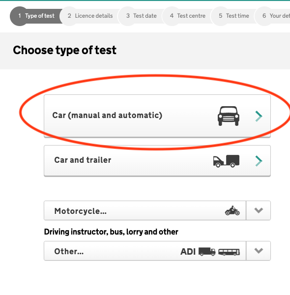Choose your test type
